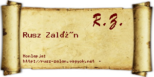 Rusz Zalán névjegykártya